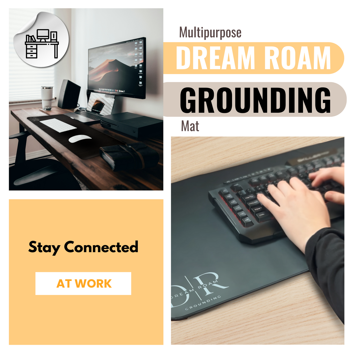 Grounding Mat for Bed, Dream Roam Grounding Sleep Solution, Stress Relief Conductive Mattress Cover, Safety Adapter, 2 Cords, Premium Packaging, 2-Year Warranty, Twin: 27"x73" Queen: 54"x73" Multipurpose: 35.5”x16”