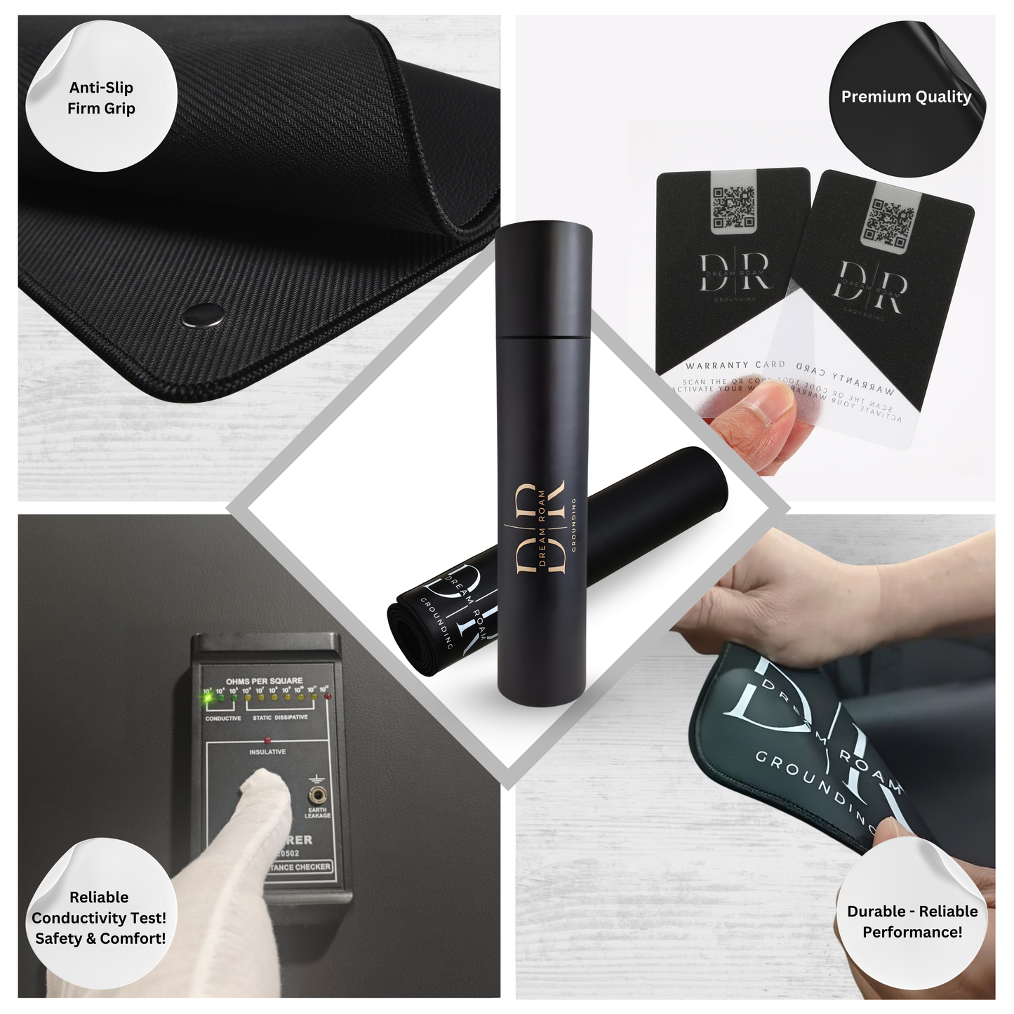 Grounding Mat for Bed, Dream Roam Grounding Sleep Solution, Stress Relief Conductive Mattress Cover, Safety Adapter, 2 Cords, Premium Packaging, 2-Year Warranty, Twin: 27"x73" Queen: 54"x73" Multipurpose: 35.5”x16”