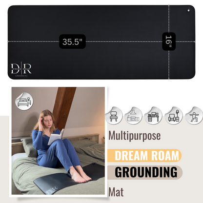 Grounding Mat for Bed, Dream Roam Grounding Sleep Solution, Stress Relief Conductive Mattress Cover, Safety Adapter, 2 Cords, Premium Packaging, 2-Year Warranty, Twin: 27"x73" Queen: 54"x73" Multipurpose: 35.5”x16”