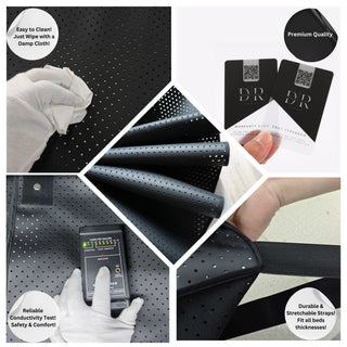 Grounding Mat for Bed, Dream Roam Grounding Sleep Solution, Stress Relief Conductive Mattress Cover, Safety Adapter, 2 Cords, Premium Packaging, 2-Year Warranty, Twin: 27"x73" Queen: 54"x73" Multipurpose: 35.5”x16”