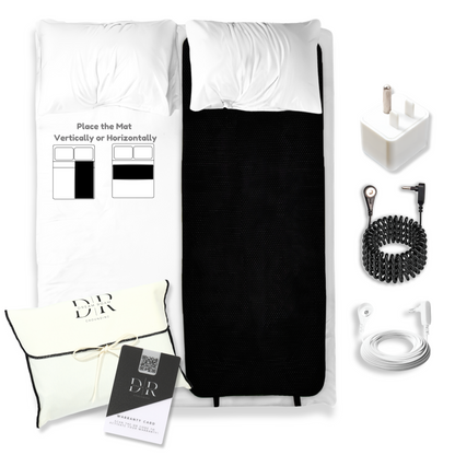 Grounding Mat for Bed, Dream Roam Grounding Sleep Solution, Stress Relief Conductive Mattress Cover, Safety Adapter, 2 Cords, Premium Packaging, 2-Year Warranty, Twin: 27"x73" Queen: 54"x73" Multipurpose: 35.5”x16”
