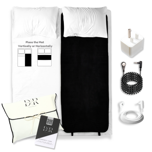 Grounding Mat for Bed, Dream Roam Grounding Sleep Solution, Stress Relief Conductive Mattress Cover, Safety Adapter, 2 Cords, Premium Packaging, 2-Year Warranty, Twin: 27"x73" Queen: 54"x73" Multipurpose: 35.5”x16”